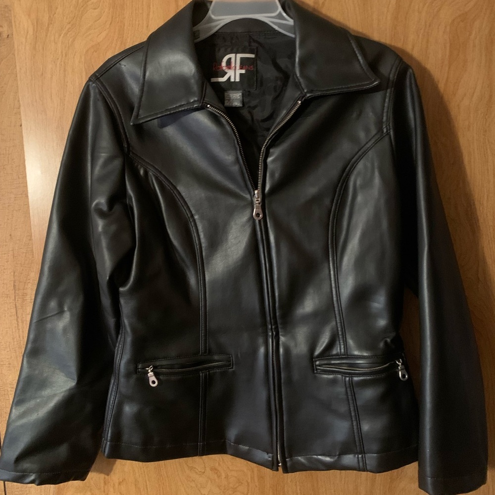 Petite Woman’s Faux Leather Jacket